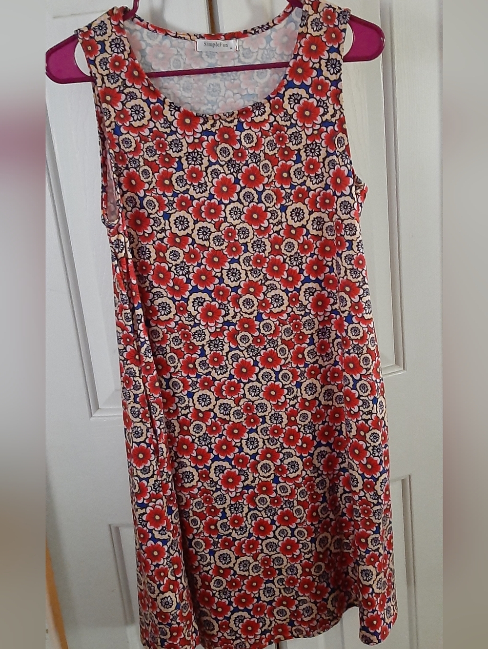 🔥SimpleFun Sleeveless Dress Floral Boho Sundress with Side Slit Pockets *Medium